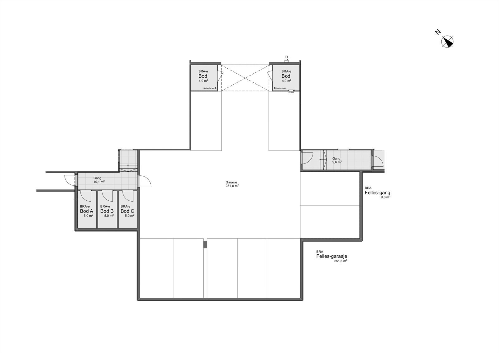 Plantegning garasje, denne boligen disponerer bod C. Galleribilde