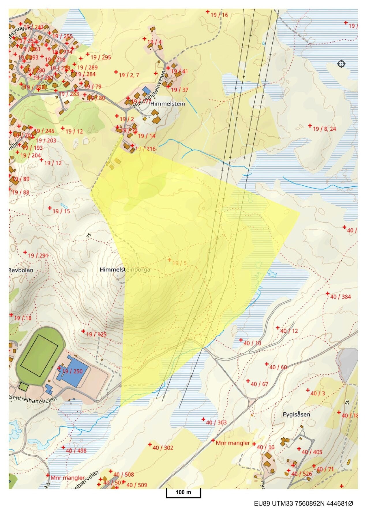 Kart over eiendommen som består av ca. 238 mål tomt. Galleribilde