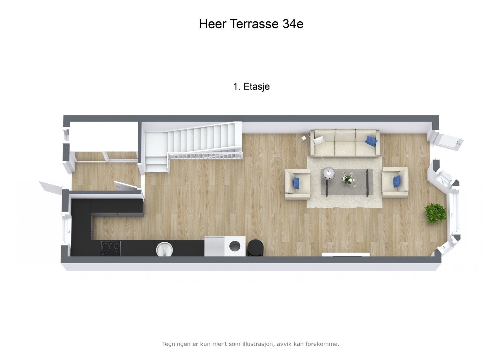 Illustrasjon 3D - Heer Terrasse 34e - 1. Etasje Galleribilde