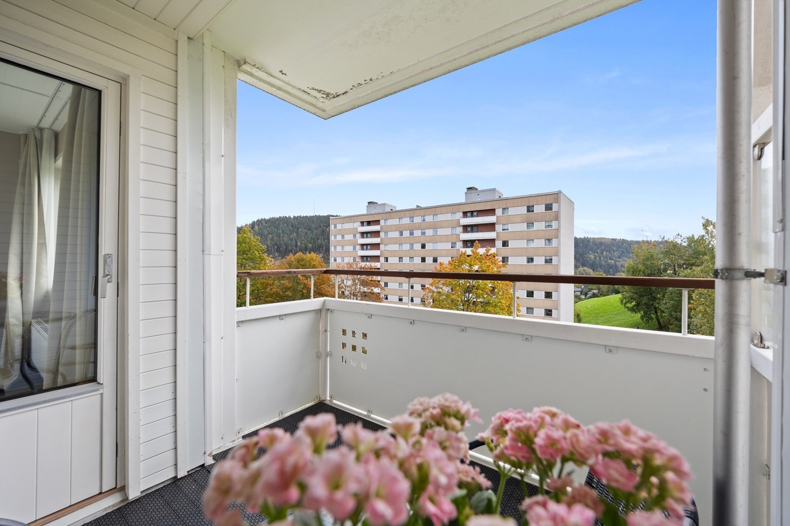 Overbygget balkong med naturskjønn utsikt. Galleribilde