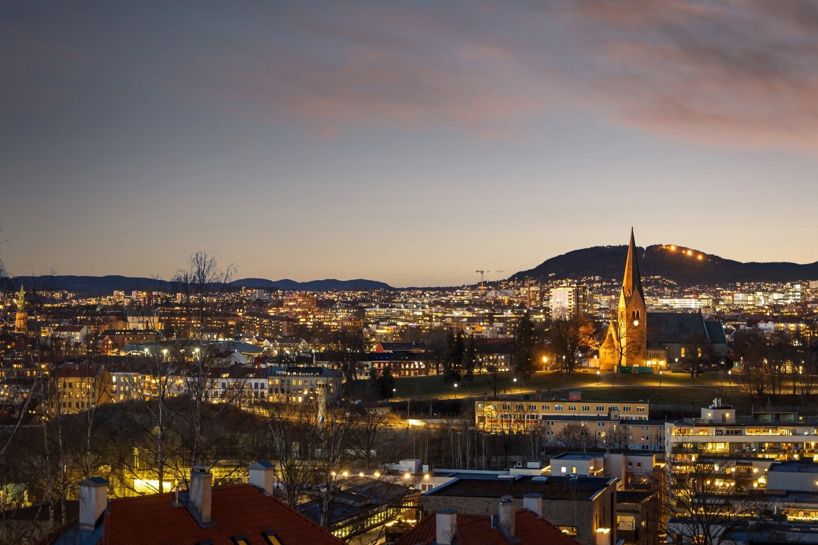 Utsikt mot byen og Holmenkollen Galleribilde