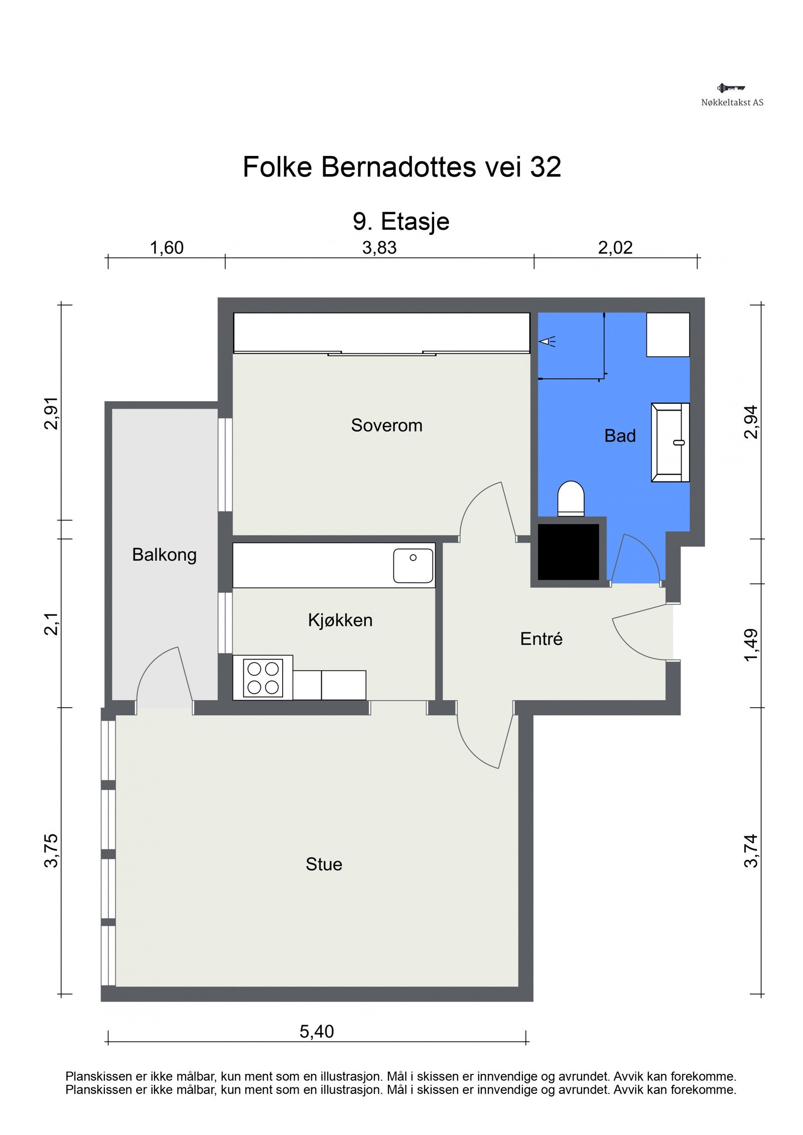 Boligen har god planløsning og takhøyde på 2,5 meter: Ny heis til etasjeplanet. Boligen består av entré, kjøkken, stue med utgang til balkong, soverom og bad + bod i gangen. Galleribilde