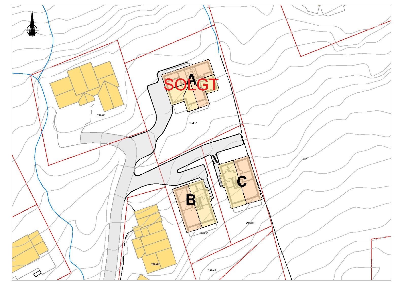 Situasjonsplan - Hytte A er solgt Galleribilde