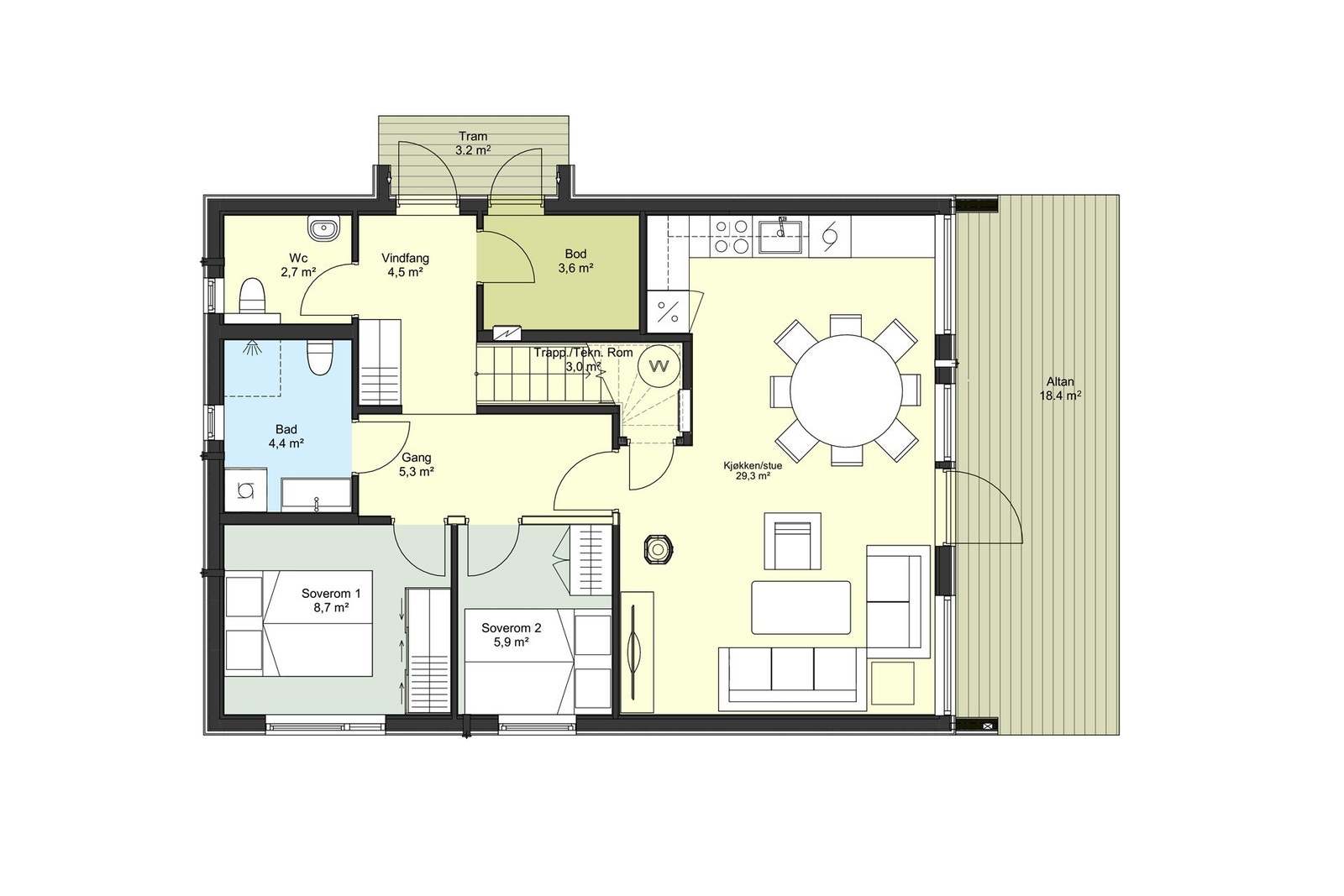 Plantegning 1.etg Hytte B Galleribilde