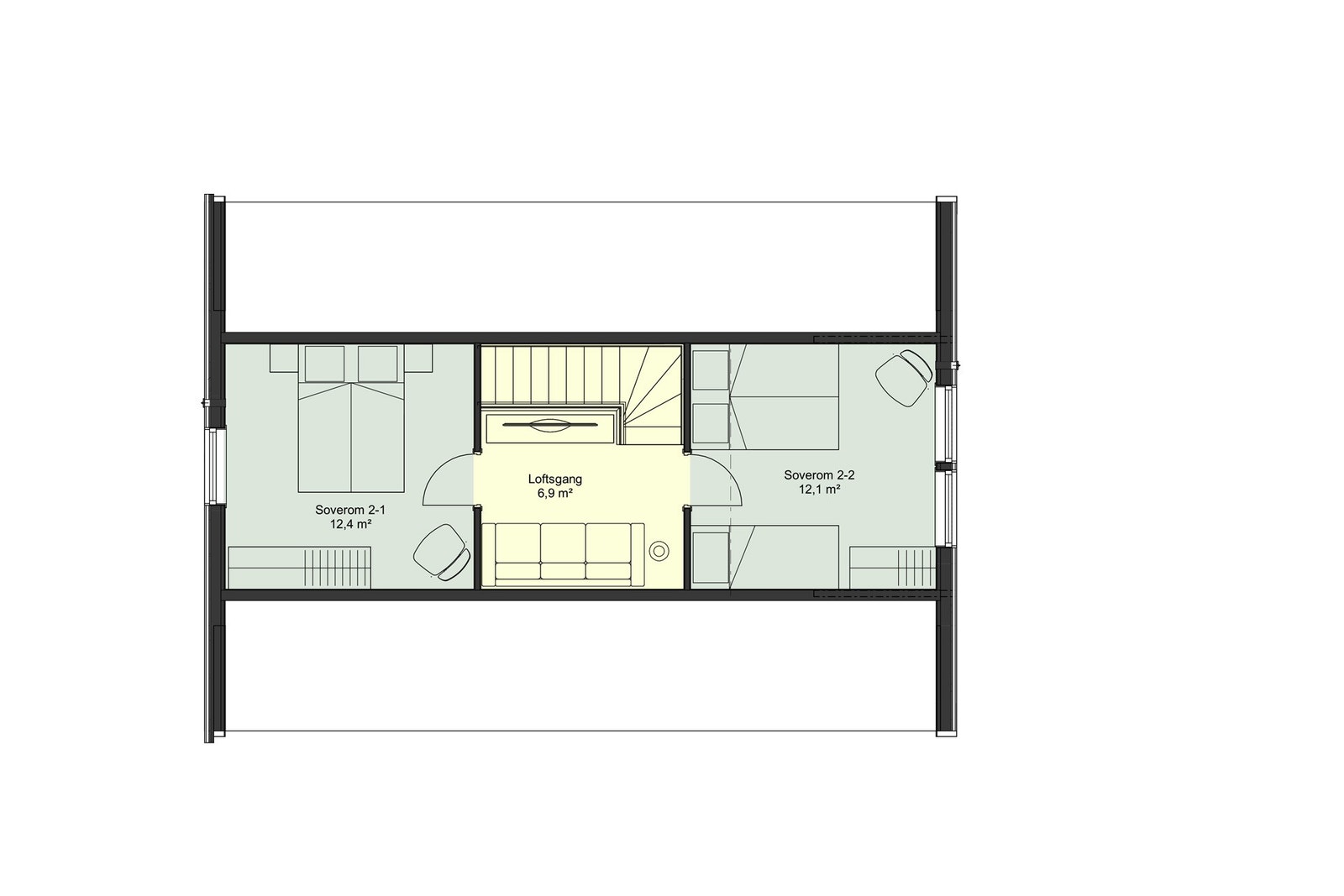 Plantegning loft hytte B Galleribilde
