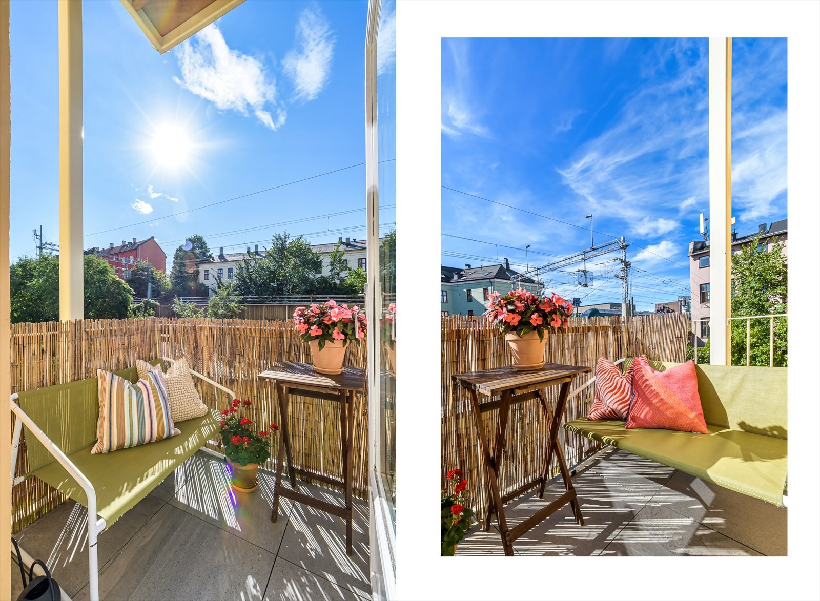 Fra soverommet er det utgang til en koselig balkong som vender ut mot borettslagets hyggelige bakgård. Galleribilde