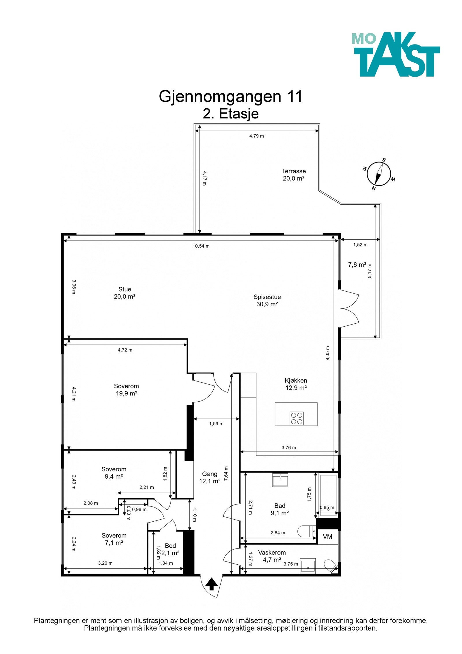 Før vi starter bør du gjøre deg kjent med boligens planløsning. Legg merke til de store romløsningene. Galleribilde