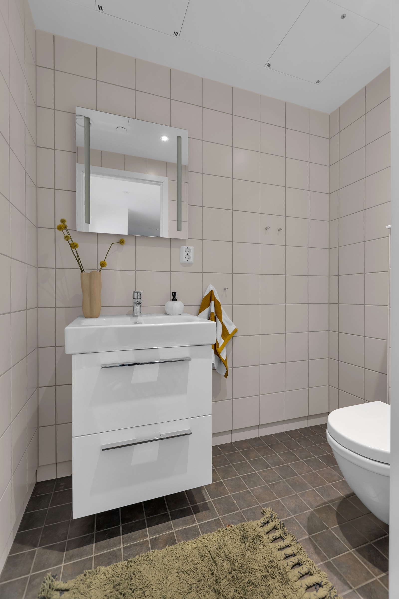 Fra entreen er det adkomst til dette hendige toalettrommet Galleribilde