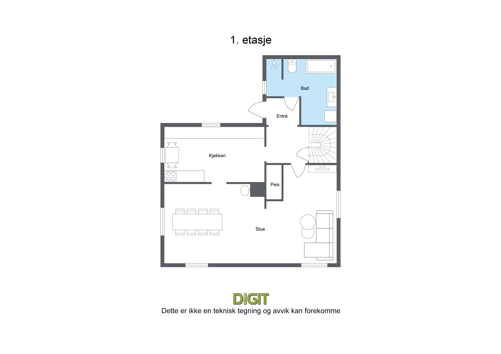 Plantegning 1. etg Galleribilde