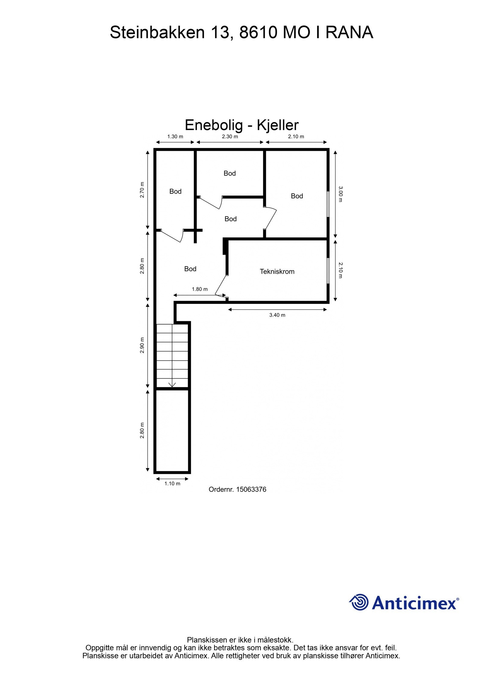 Plantegning kjeller - Gode oppbevaringsmuligheter i flere boder Galleribilde