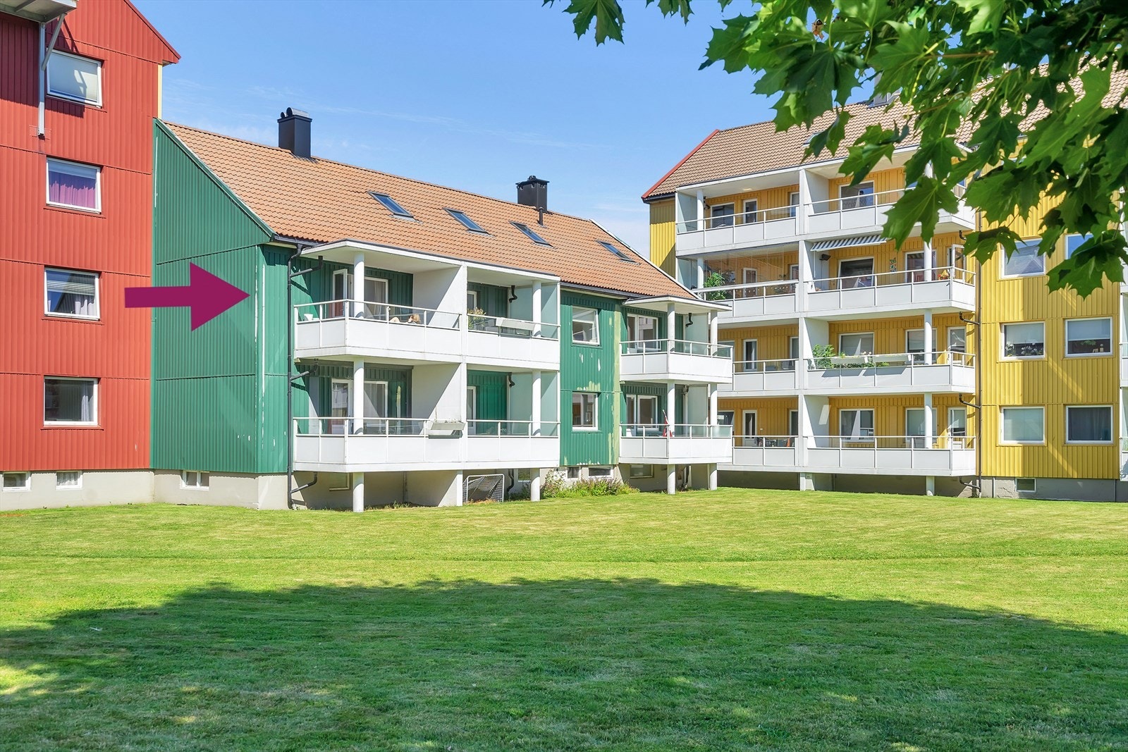 Fasade, leiligheten er markert Galleribilde