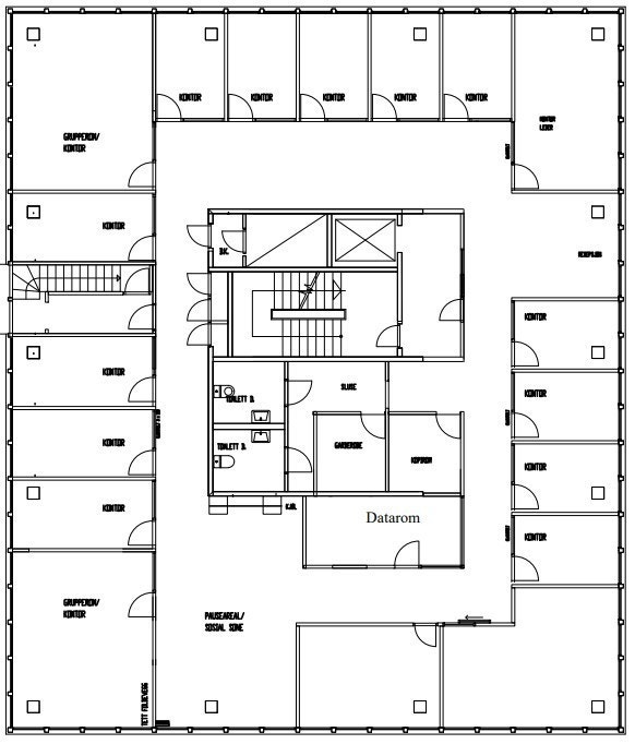 Oversiktstegning over arealet og dagens løsning, her er det gode muligheter for å tilpasse arealet til deg og din bedrift. Galleribilde