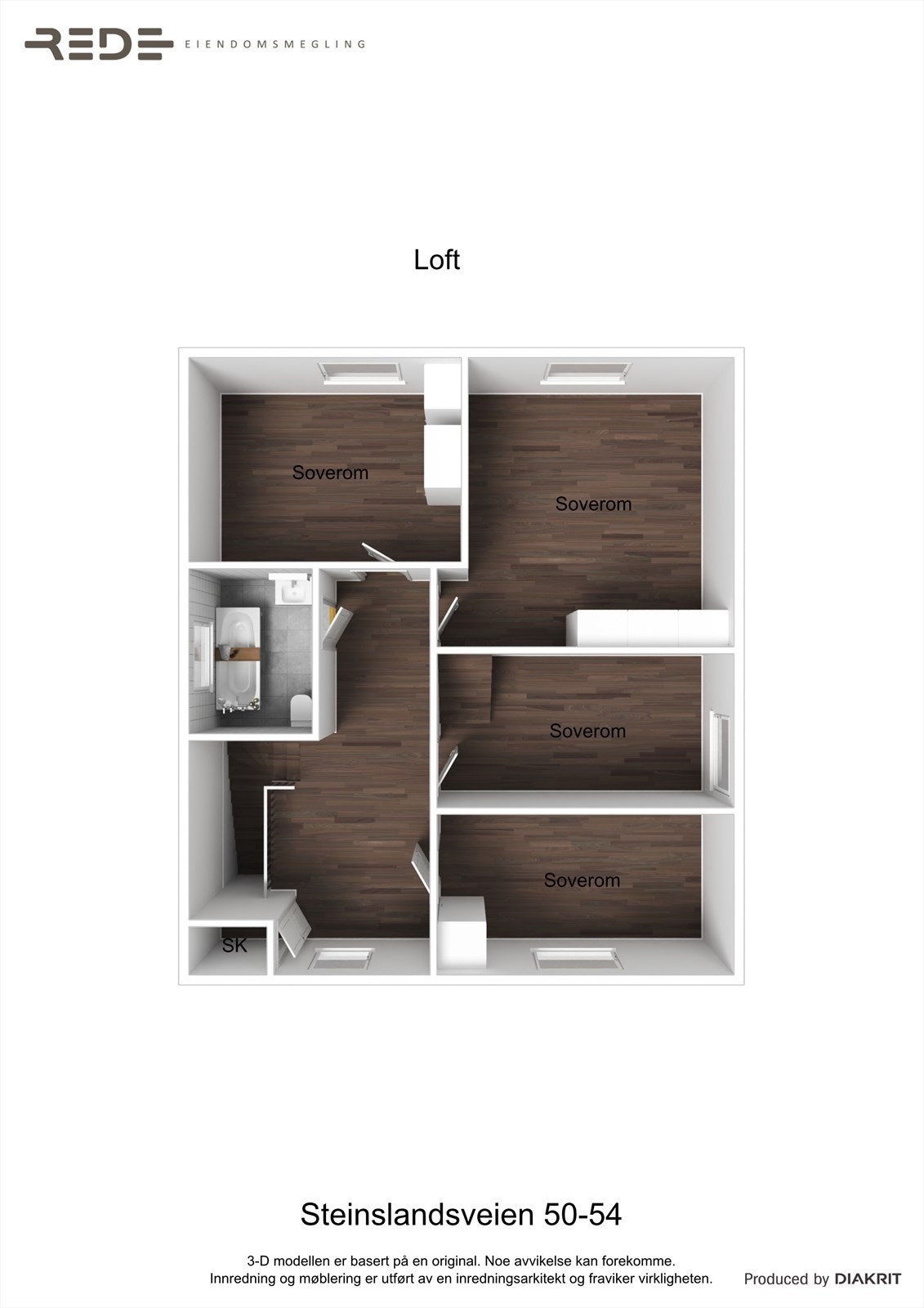 3D planillustrasjon Steinslandsveien 50, loftsetasje Galleribilde