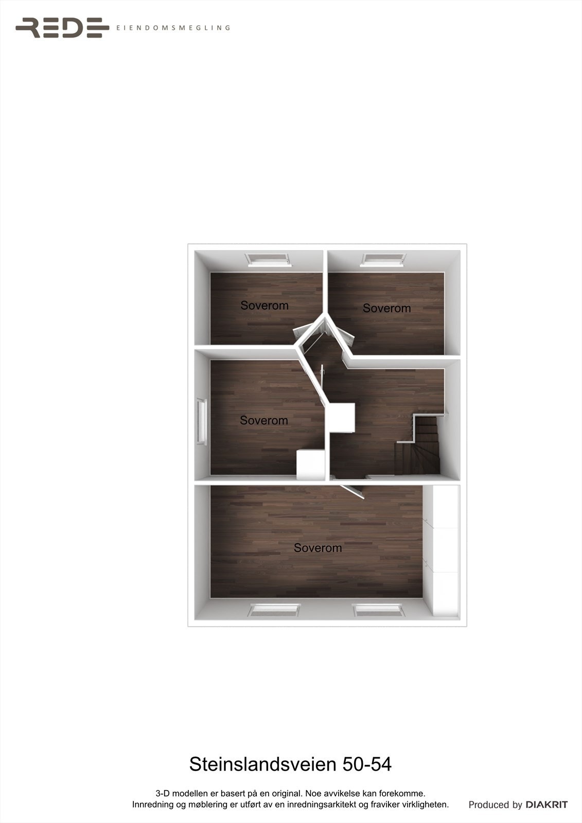 3D planillustrasjon Steinslandsveien 54, loftsetasje Galleribilde