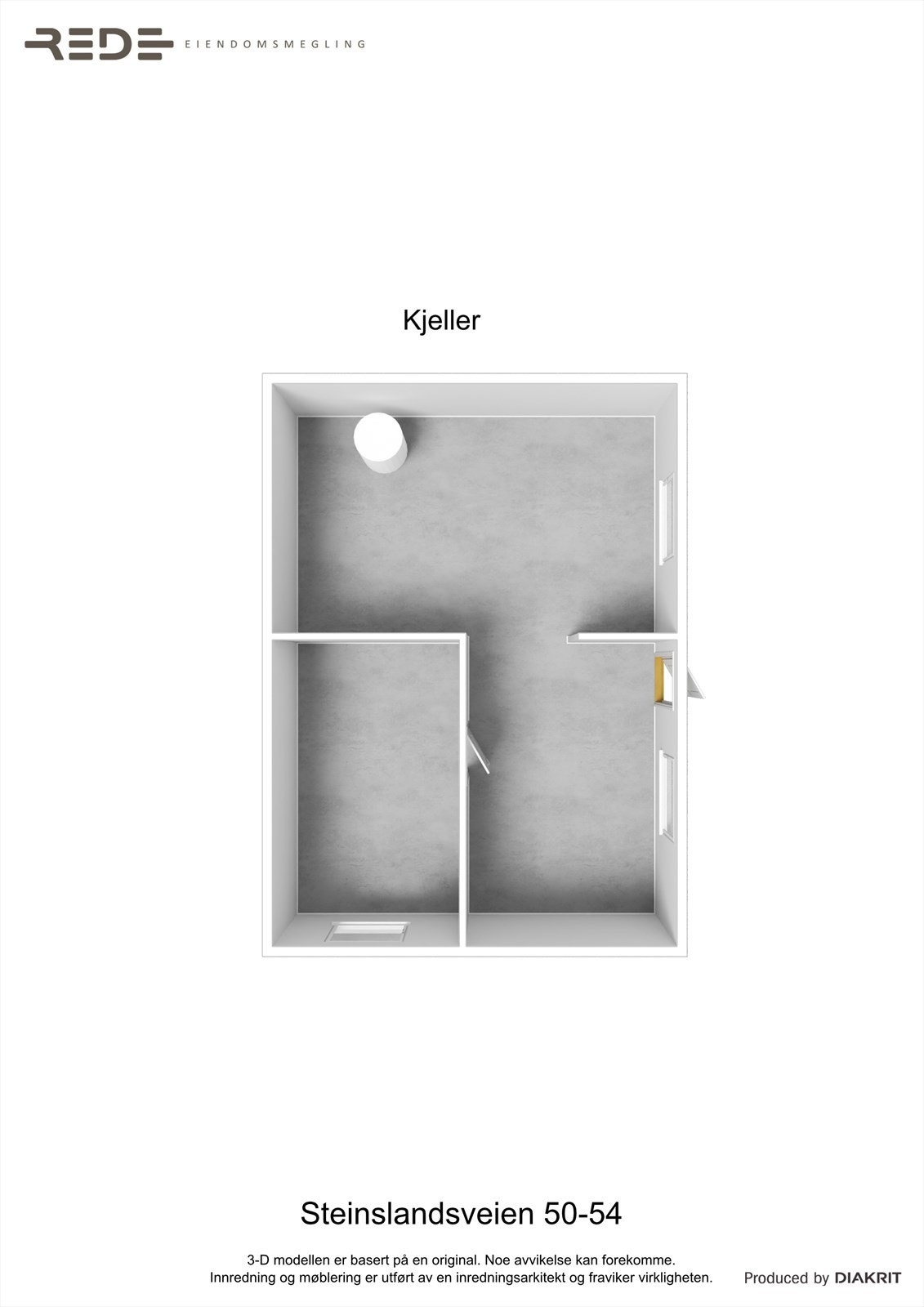 3D planillustrasjon Steinslandsveien 54, kjelleretasje Galleribilde