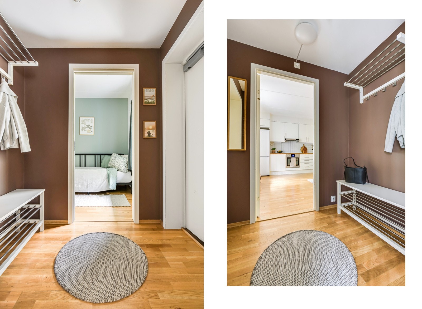 Entré med plass til yttertøy og sko, samt dørcalling for å enkelt slippe inn gjester fra bakkeplan. Galleribilde