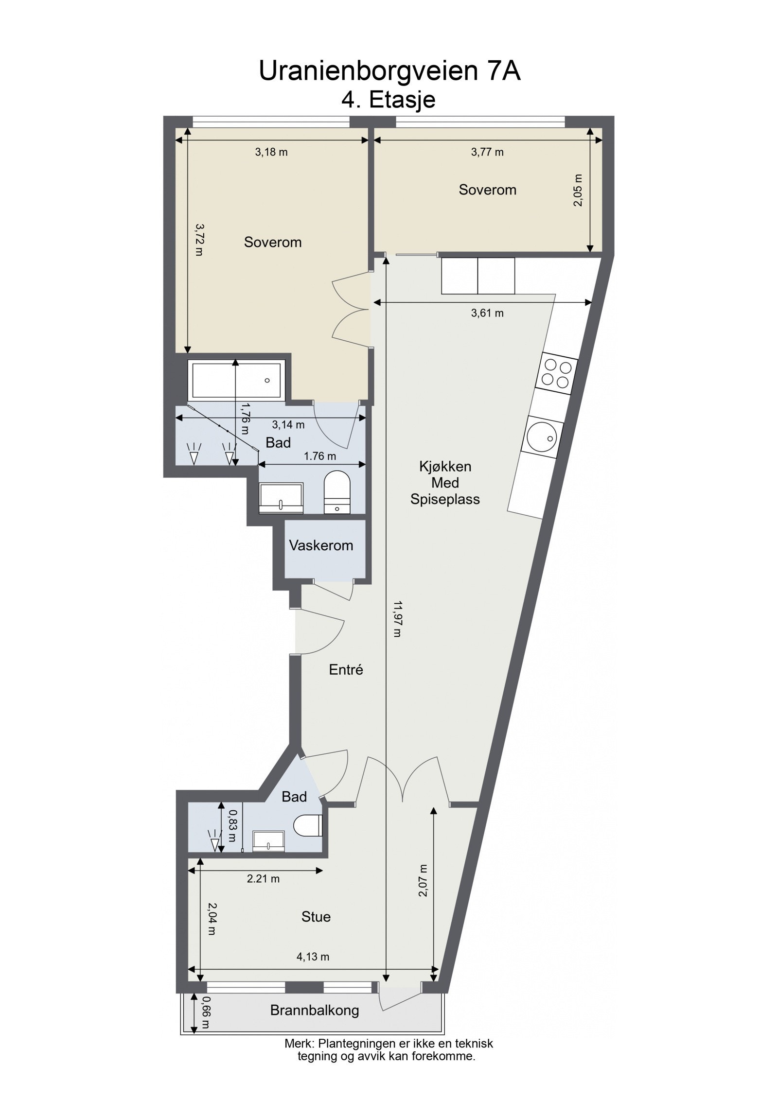 Planløsning. Med leiligheten følger 2 boder. Galleribilde