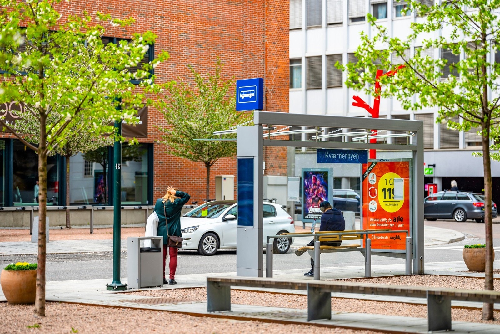 Buss nr. 54 går fra torget i Kværnerbyen til Bjørvika og Sentrum. Galleribilde