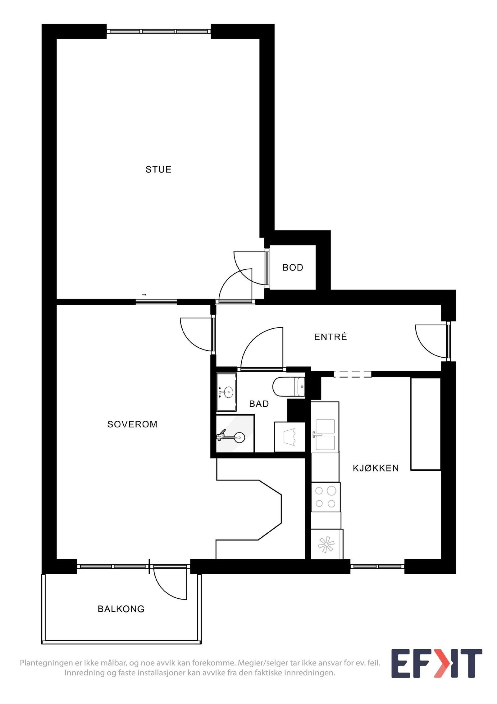 Gjennomgående og god planløsning. Flere i borettslaget har flyttet kjøkkenet og etablert et ekstra soverom. Galleribilde