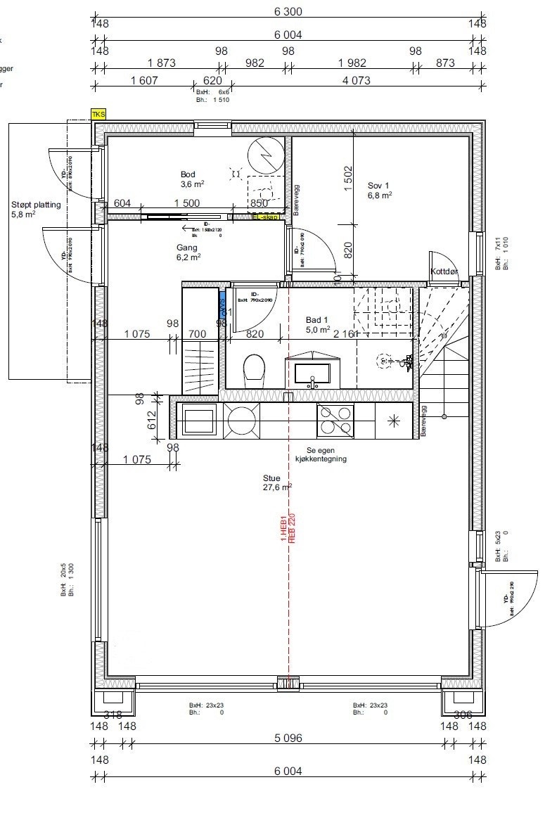 Planløsning 1 etg Galleribilde