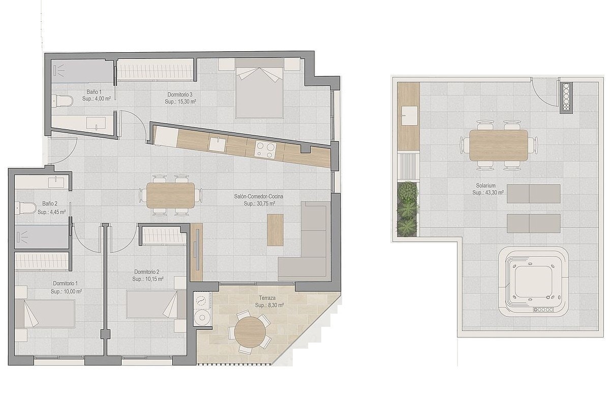 3 soveroms Penthouseleilighet Galleribilde