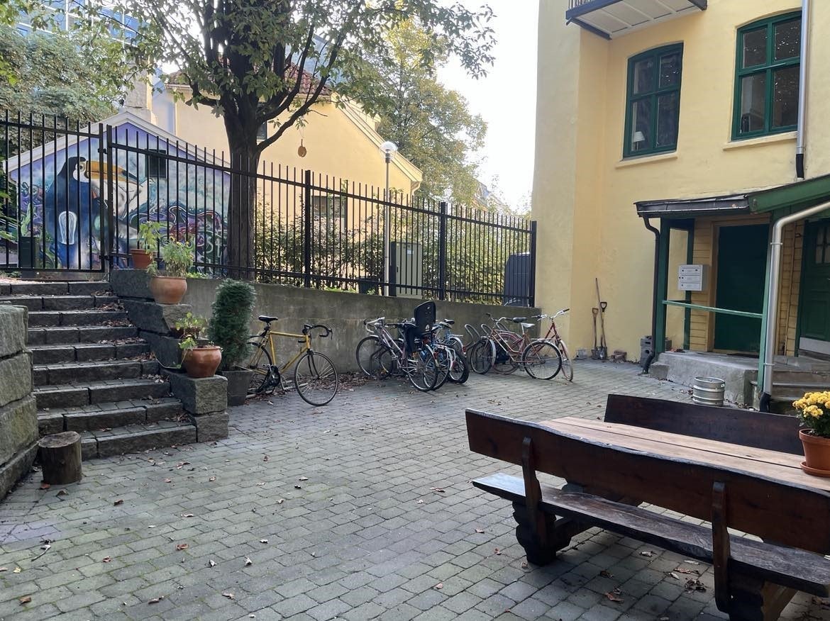 Skjermet og lukket bakgård. Galleribilde