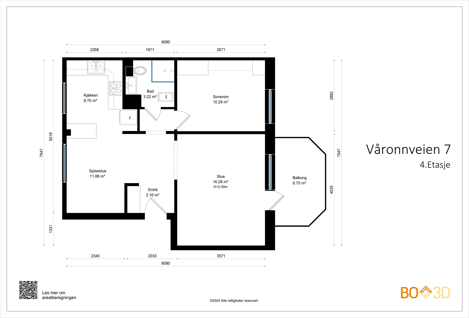 Plantegning - Leiligheten ligger i 4. etasje Galleribilde