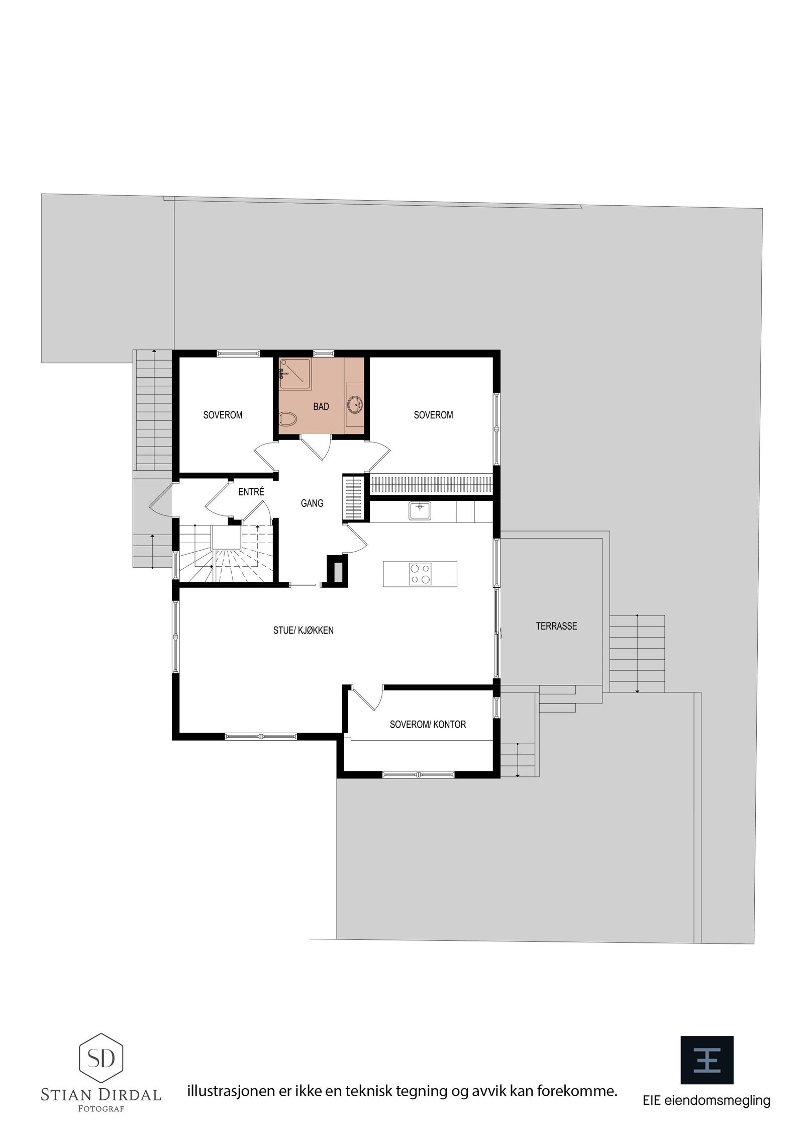 Plantegning 1. etg Galleribilde