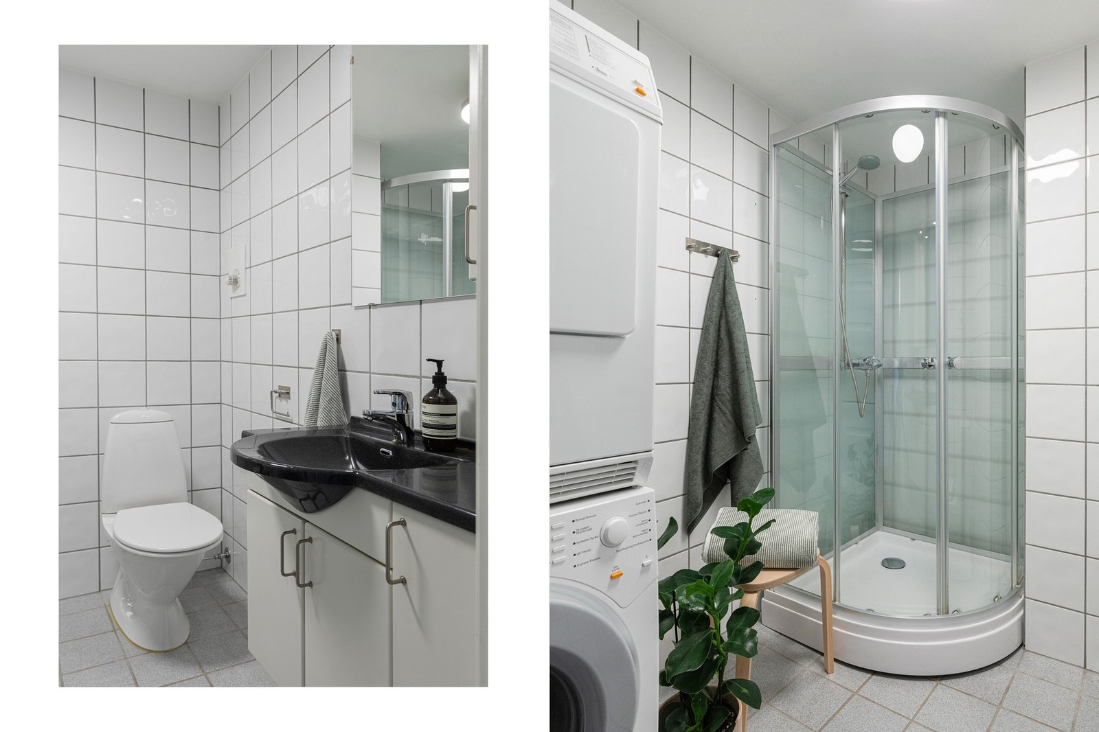 Badet framstår som godt ivaretatt og har opplegg for vaskemaskin. Galleribilde