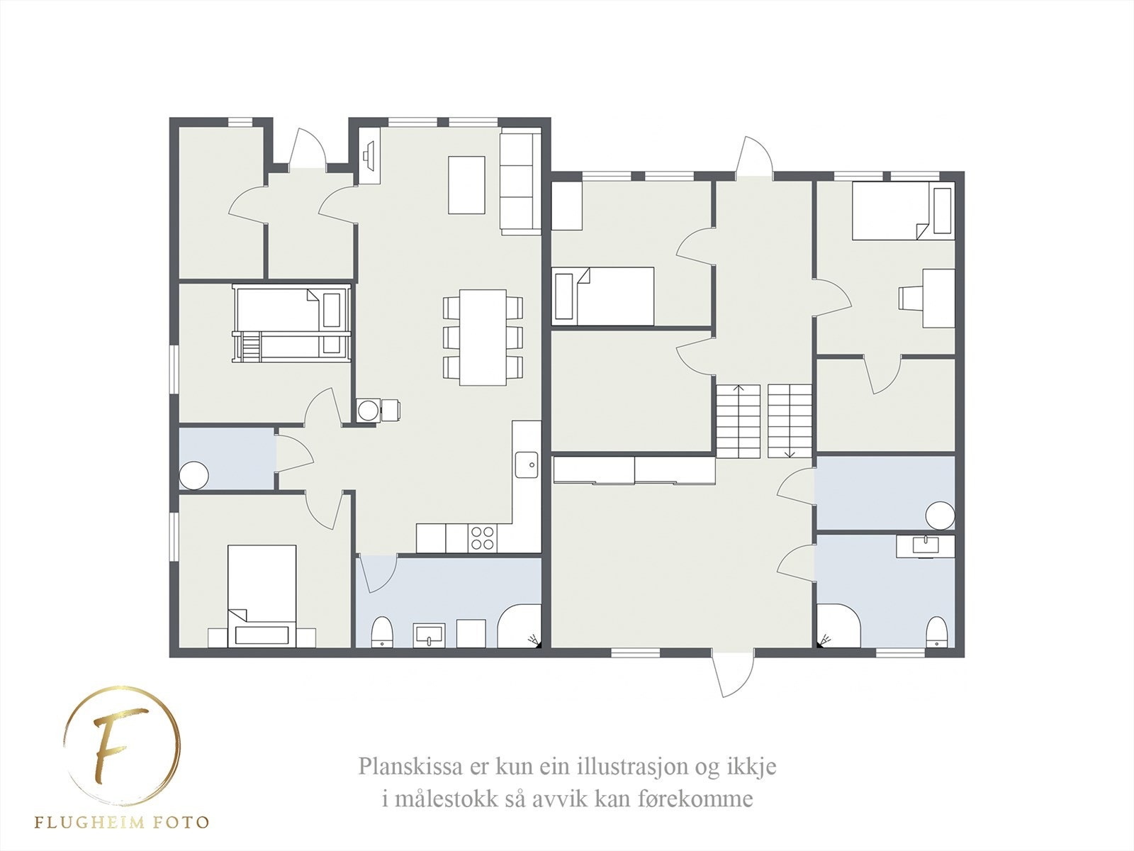 Planteikning - 1. Plan, 2. Plan og utleigeleilegheit Galleribilde