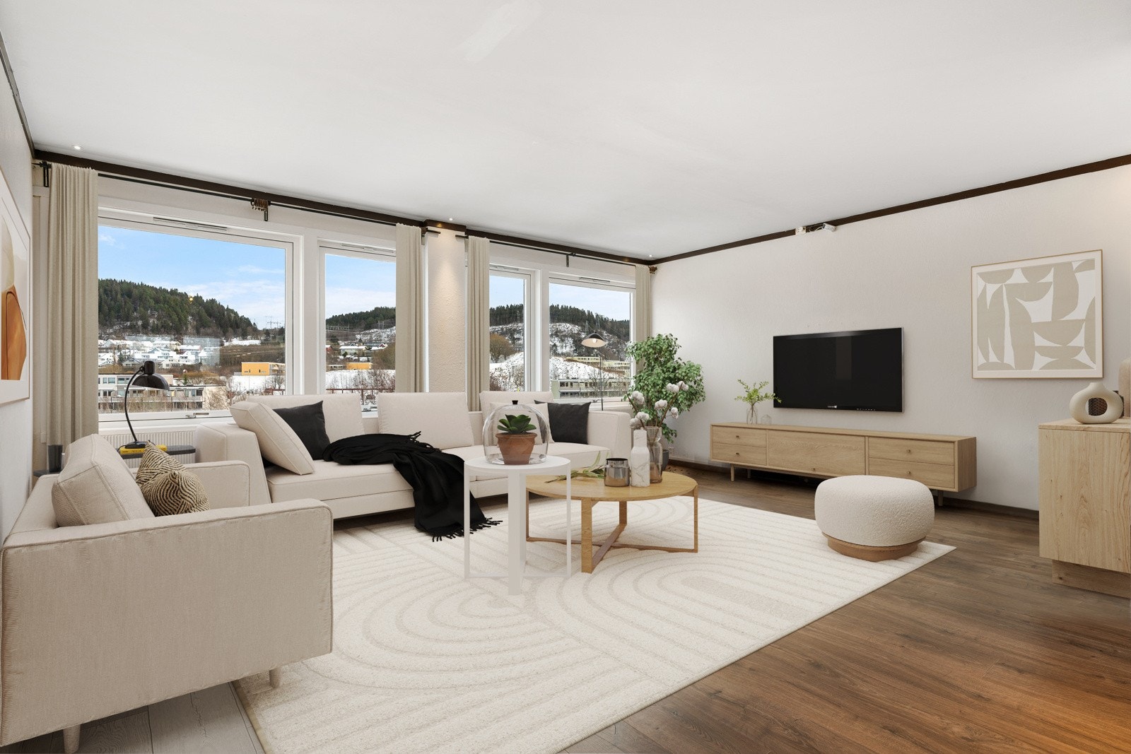 Velkommen til Nordre Risvolltun 11E, presentert av Steinar Skaanes v/Proaktiv Eiendomsmegling. Bildet er digitalt stylet. Galleribilde