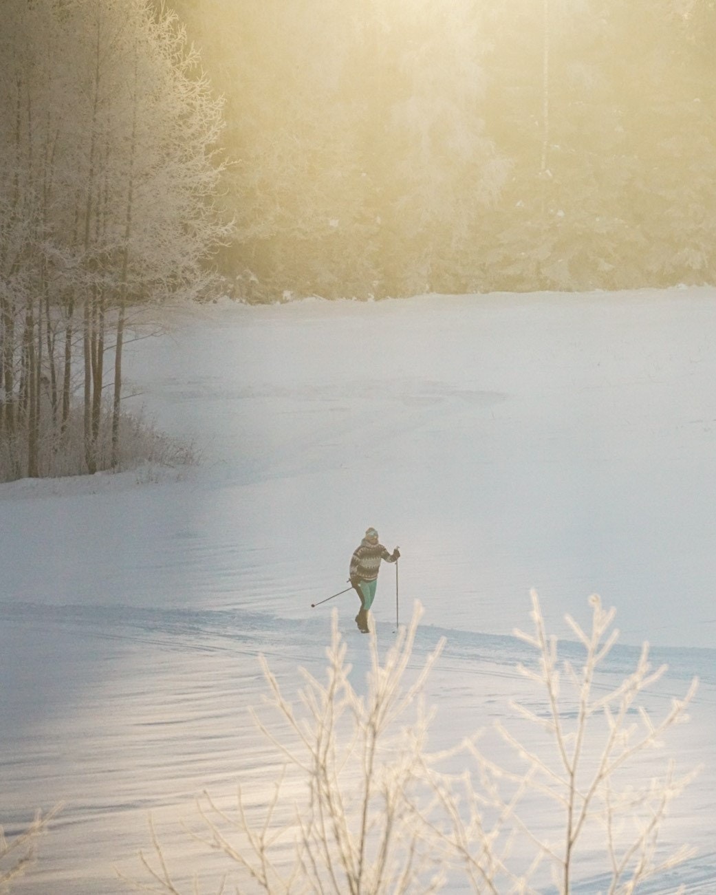 Selger har tatt på seg sine ski og gått rett ut på skiløyper, dvs, ski-in ski- out! Galleribilde