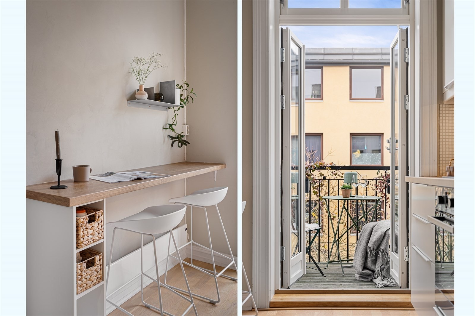 Det er satt inn praktisk barløsning med sitteplasser- perfekt for rolige morgener. Galleribilde