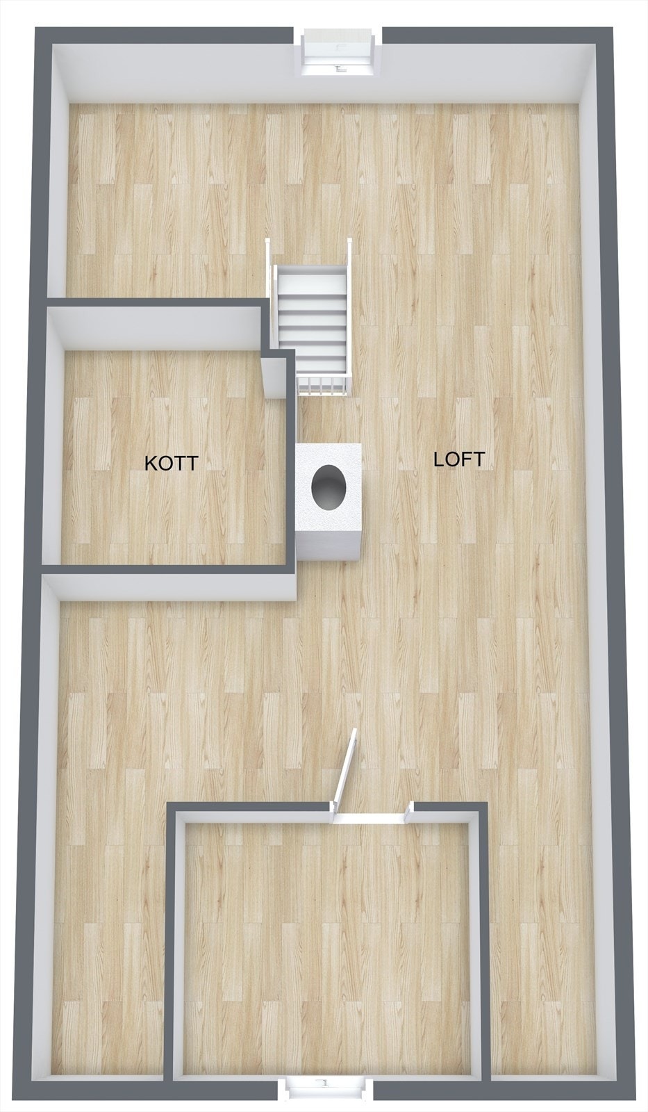 Plantegning loft - godt med lagring. Galleribilde