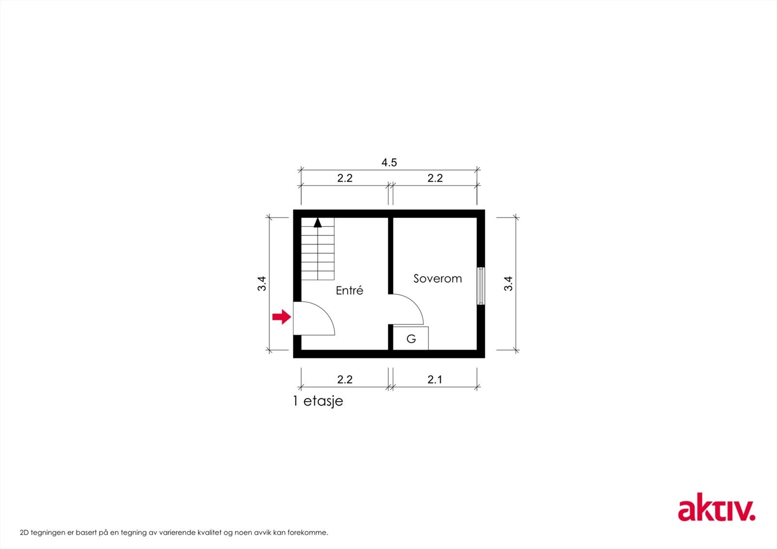 2 D plantegning. Kristiansands gate 12 C - 1. etasje Galleribilde