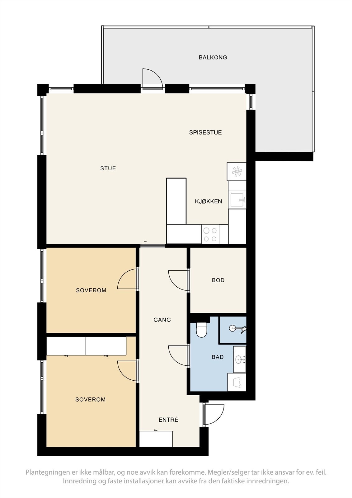 Dagens planløsning av leiligheten. Galleribilde