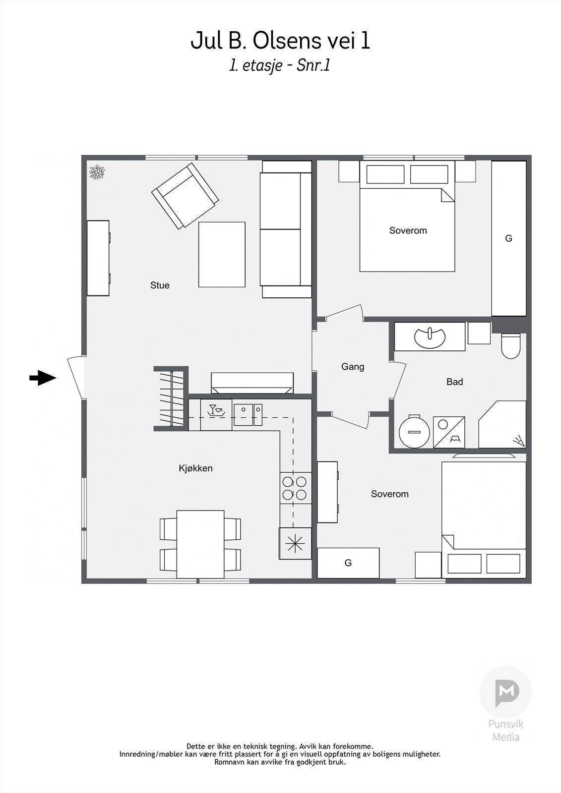 Vi tar turen inn; og starter med en rask titt på plantegninger. Galleribilde