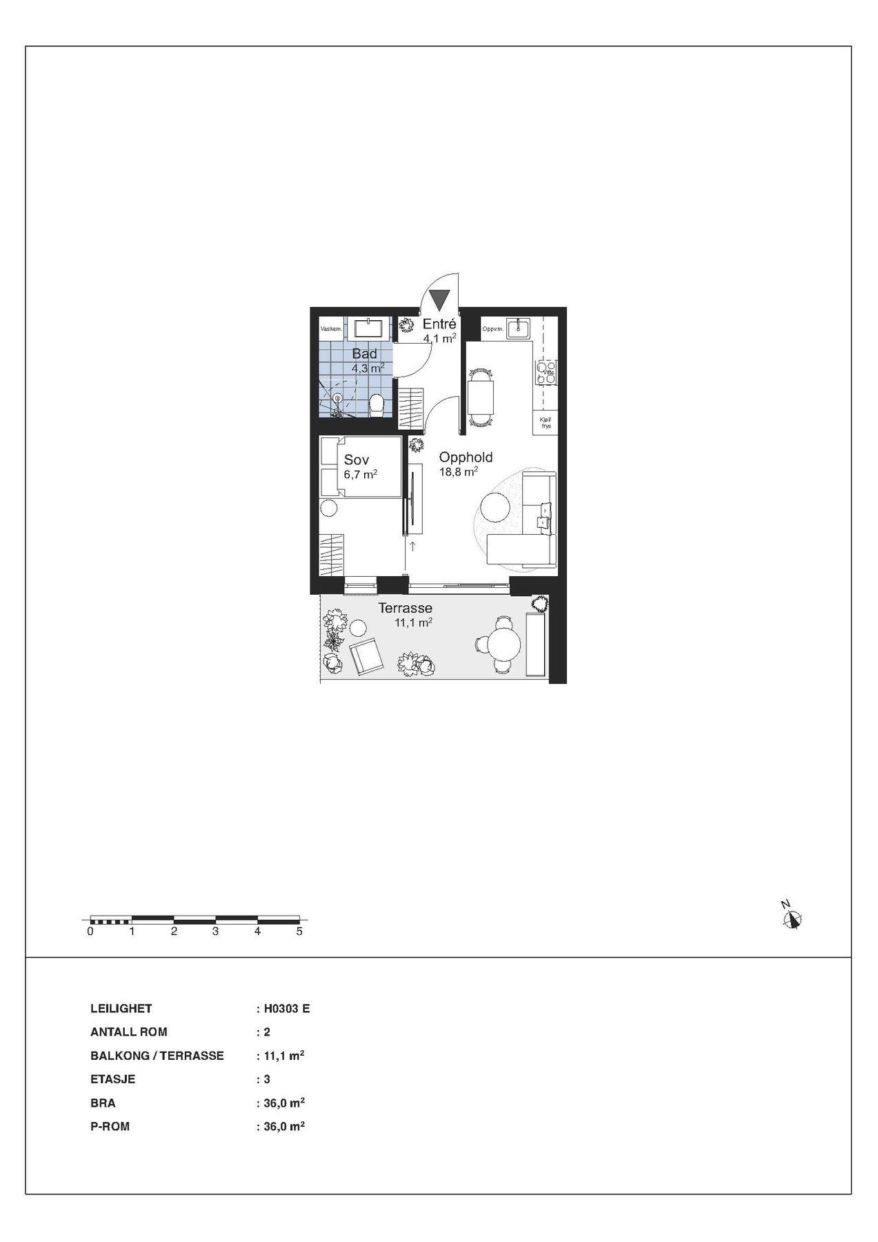 Kompakt og arealeffektiv 2-roms leilighet i tredje etasje. Adkomst med heis. Galleribilde