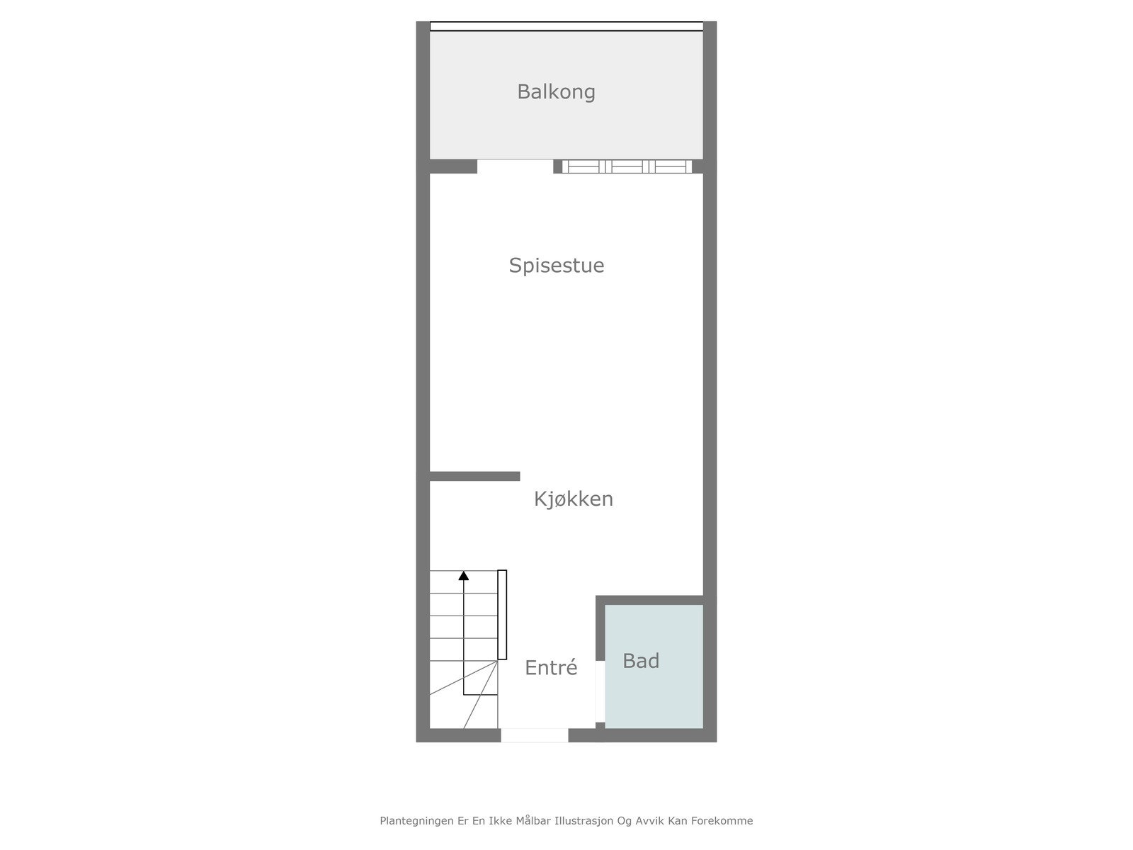 Praktisk planløsning med kjøkken, spisestue og balkong. Galleribilde