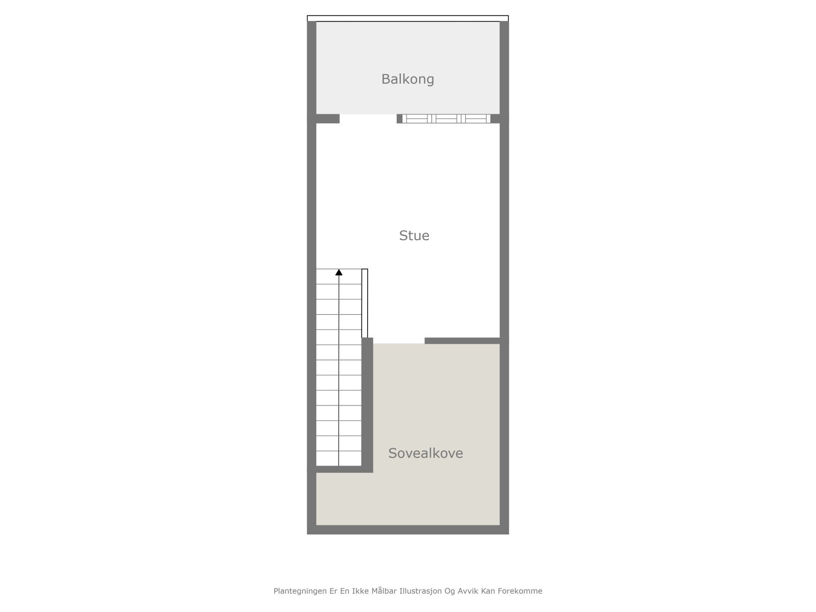 Planløsning med stue og sovealkove Galleribilde