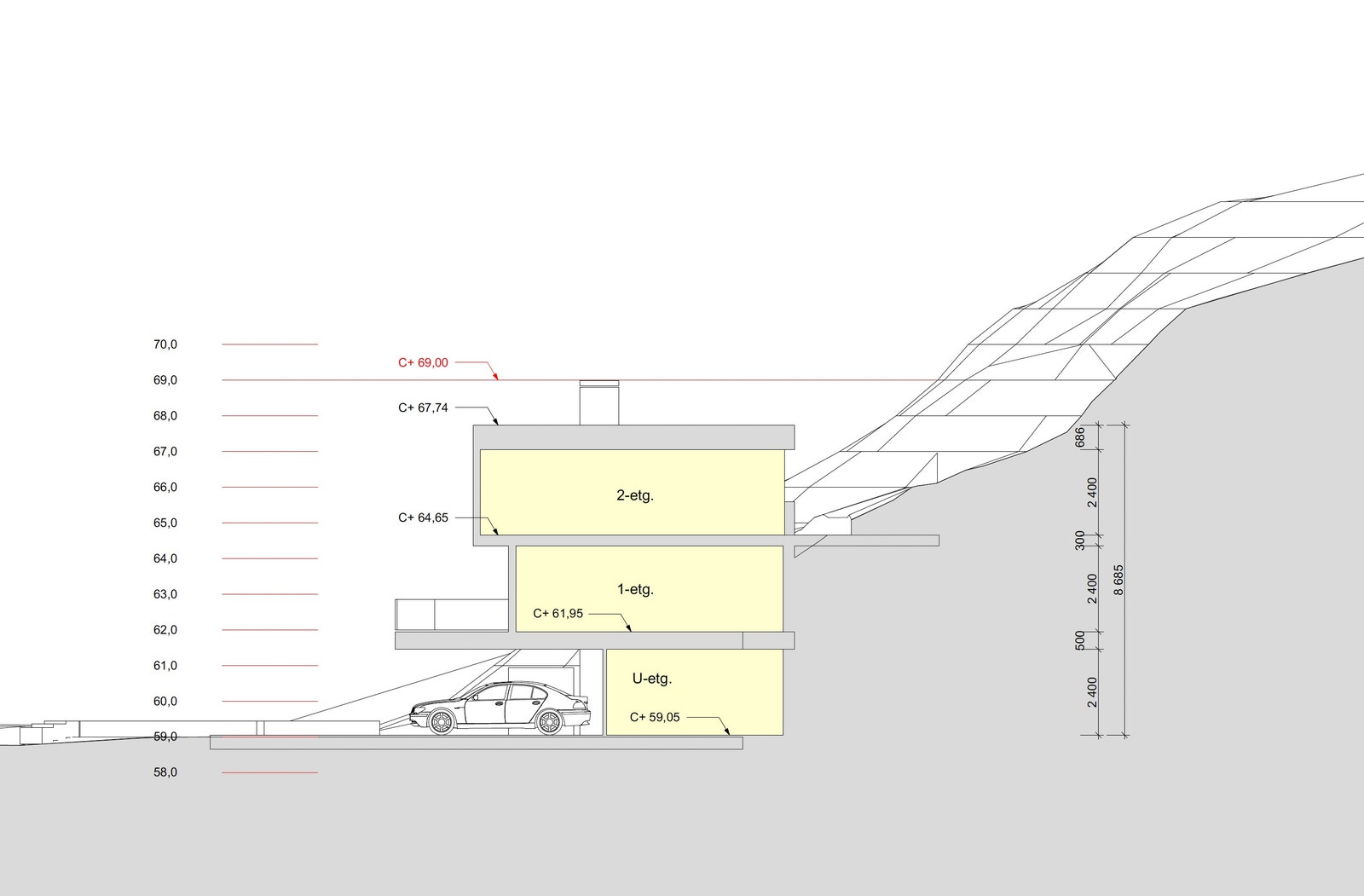 Snittegning på Tomt 1 Galleribilde