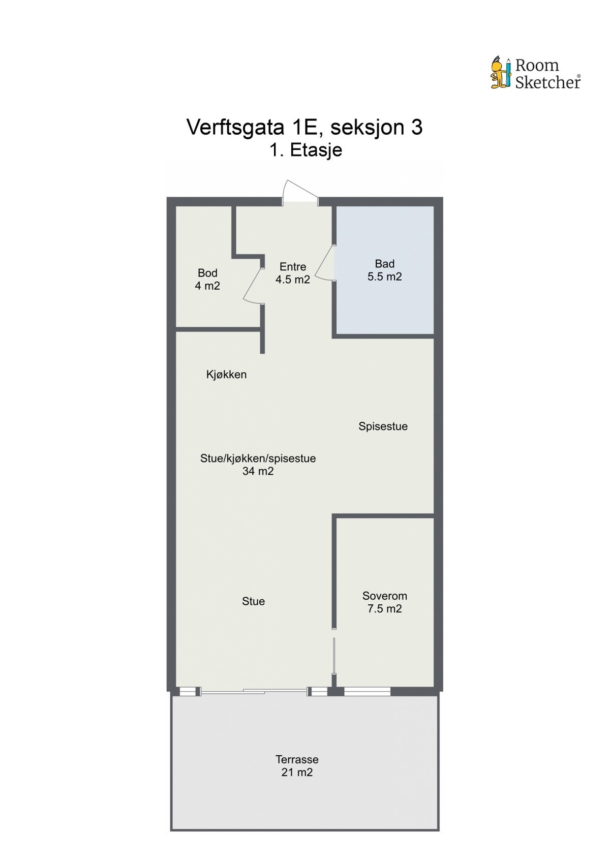 Plantegning Verftsgata 1E Galleribilde