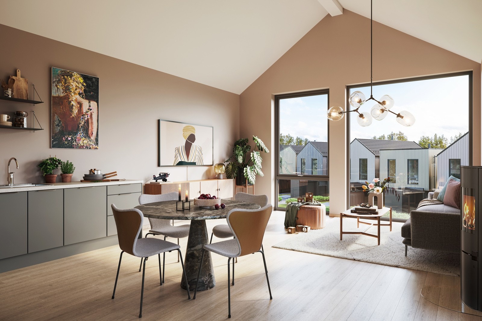 Boligen får moderne flater og innredninger - og en kul plaløsning. Illustasjon - avvik kan forekomme. Galleribilde