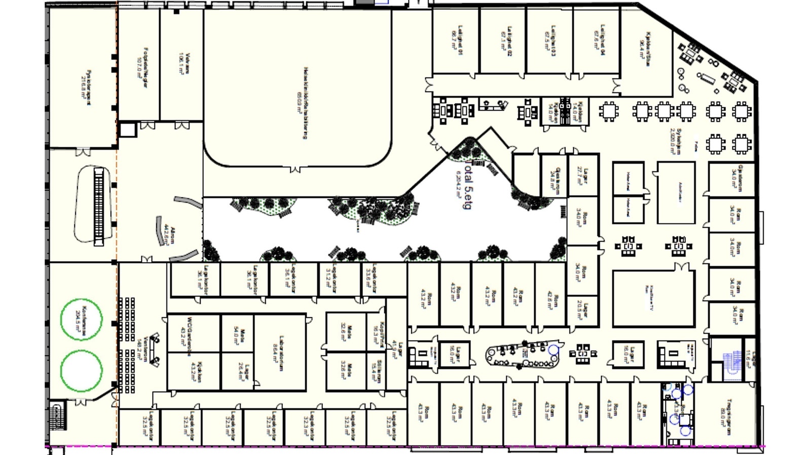 Plantegning over kontorfellesskap i 5 etasje. Galleribilde