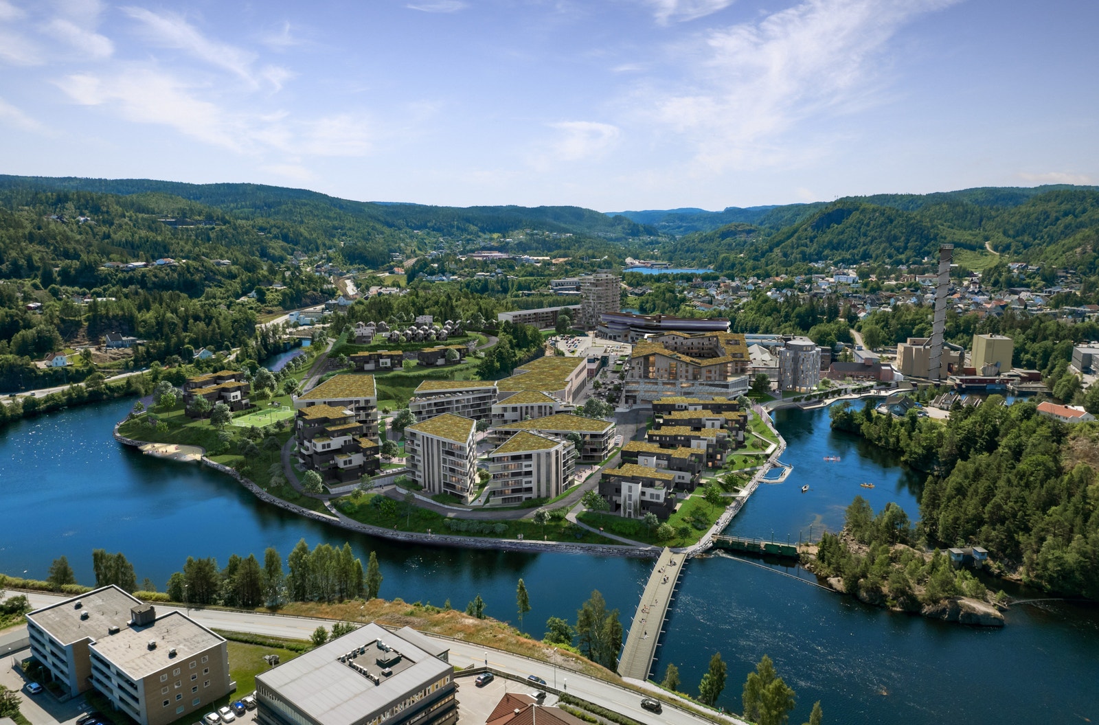 Senteret er del av et større prosjekt på Hunsøya med blant annet 750 nye boliger og 100.000 kvm fordelt på næringsareal, storsenter, kultur og tjenesteyting. Galleribilde