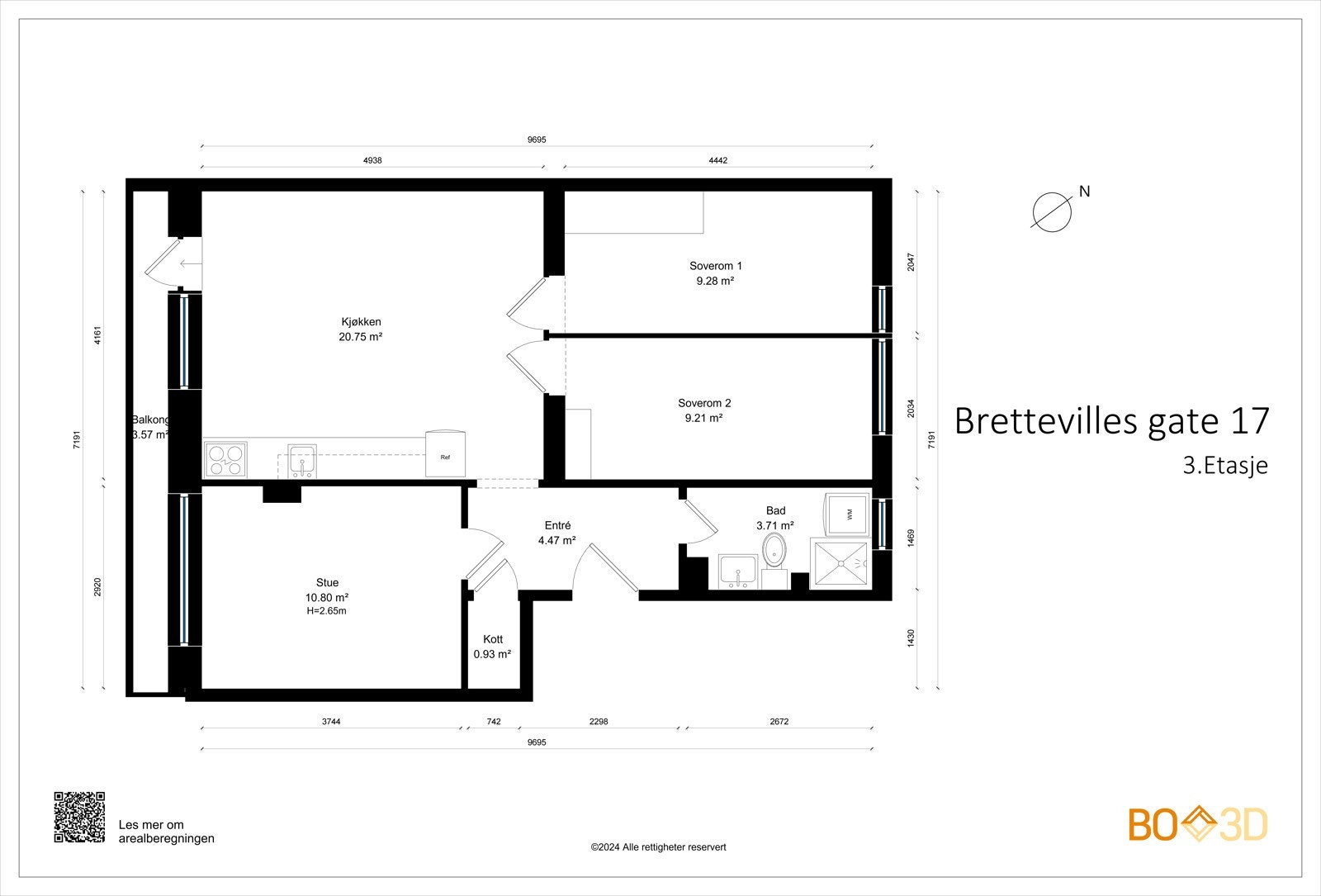 Før vi blar videre ser vi litt nærmere på boligens planskisse. I tillegg til innvendige arealer disponerer boligen en kjellerbod på 6 kvm. Galleribilde