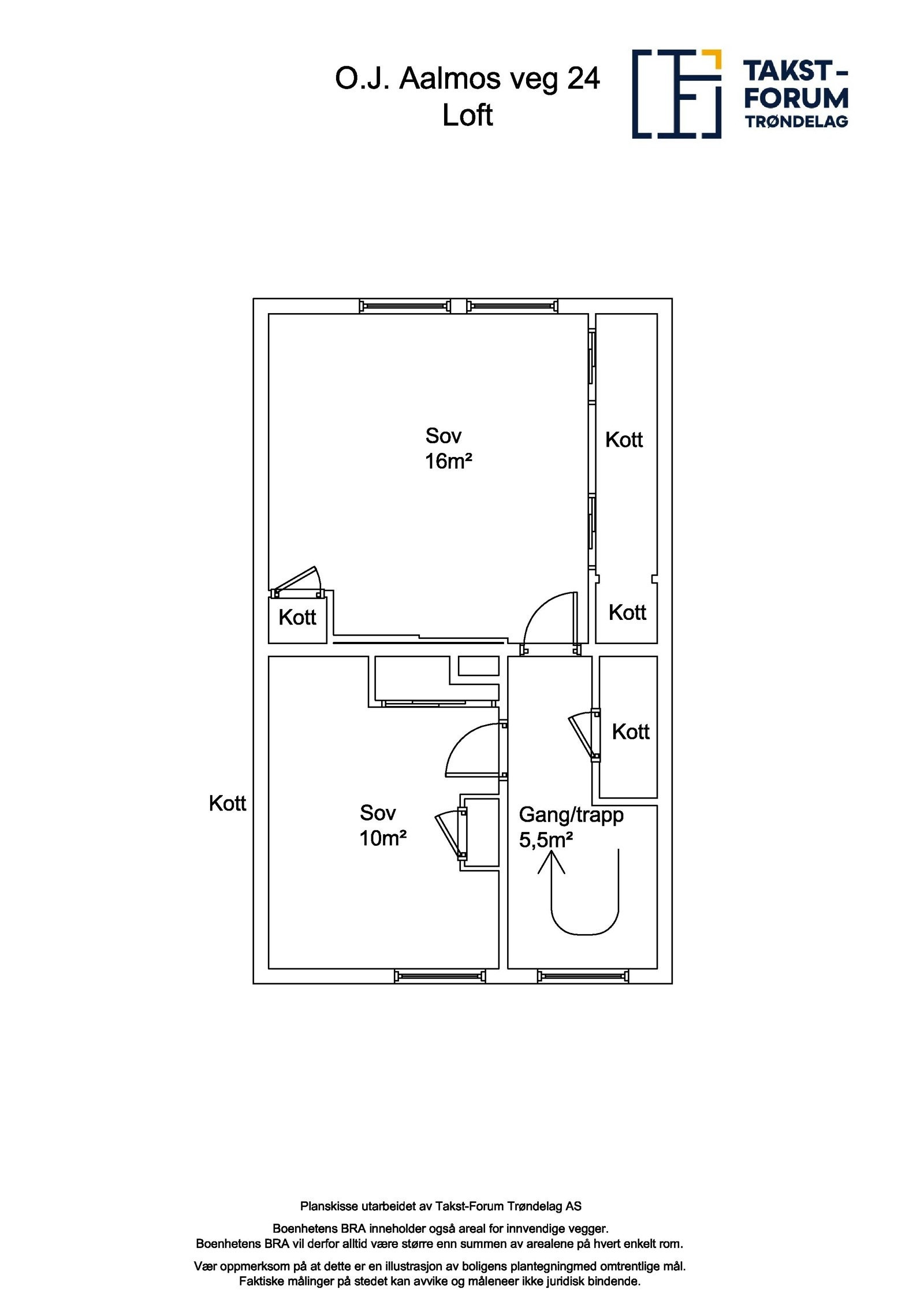 Plantegning 2. etasje. Etasjen har opprinnelig 3 soverom. Galleribilde