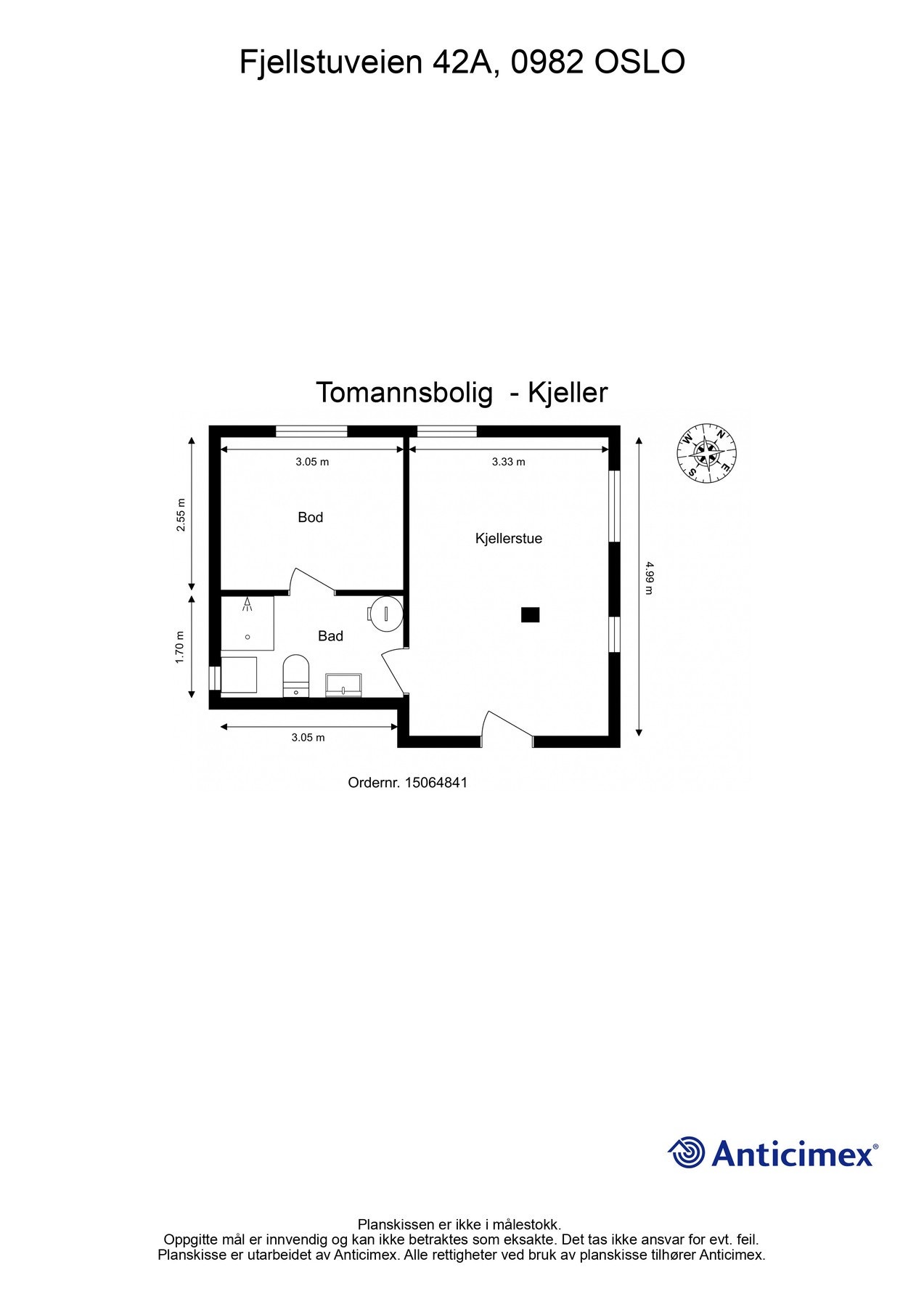 Plantegning for disponibel del av kjeller. Galleribilde