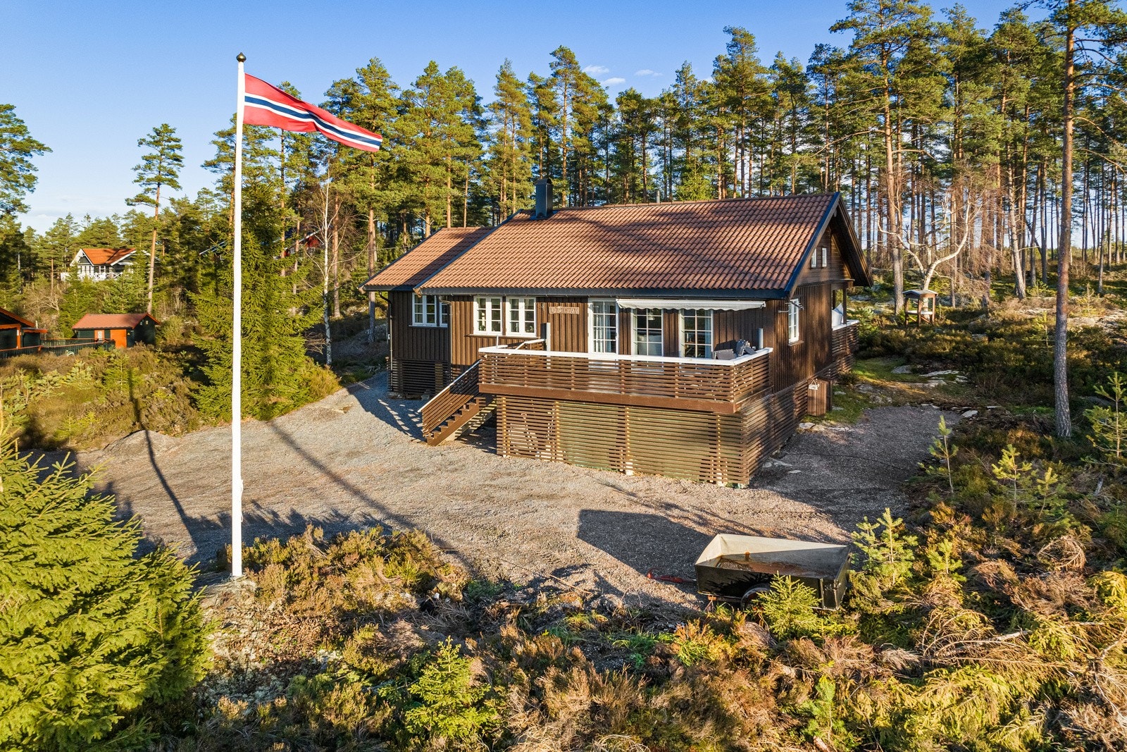 Drone bilde over hytta Galleribilde
