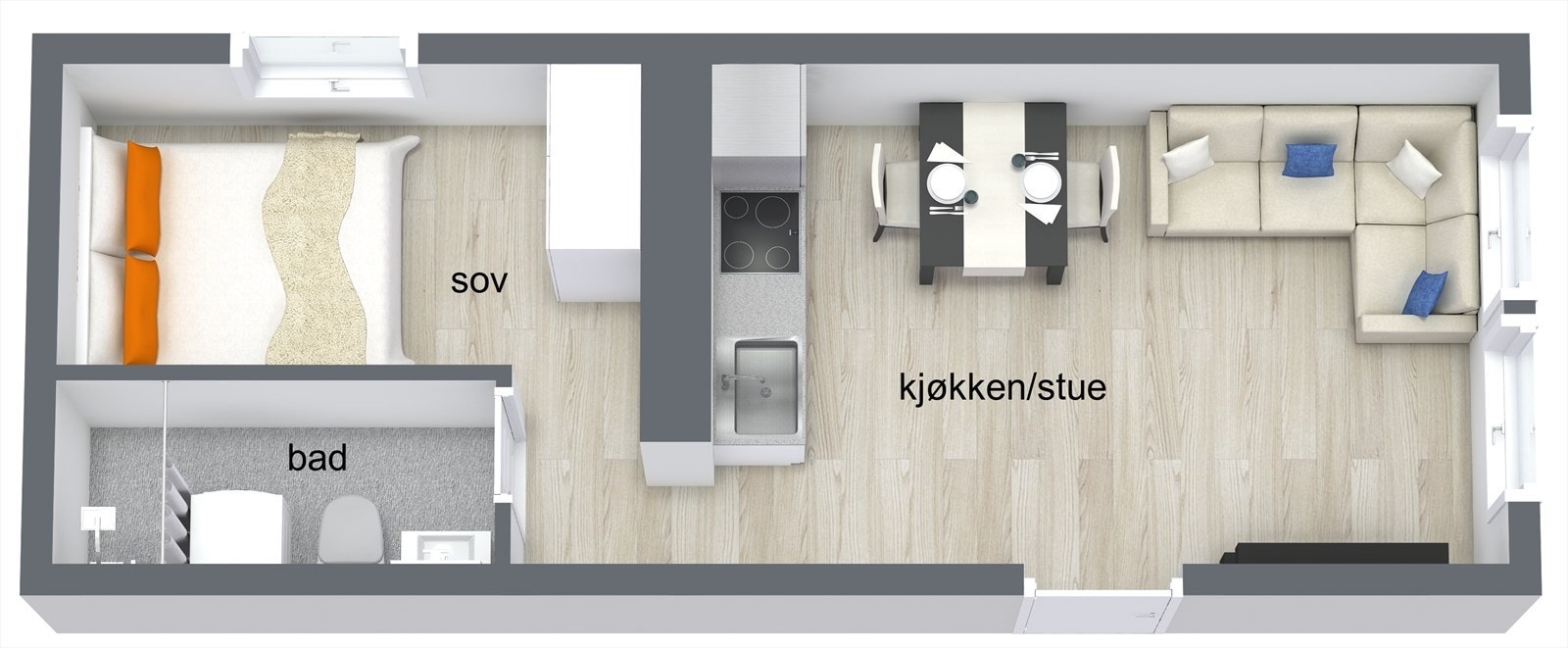 Hybel sør. Galleribilde